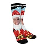 MeMoShe Socken mit Gesicht, Weihnachtssocken, Foto Socken Personalisiert Socken mit Eigenem, Haustier, Hund, Katze, Familie Fotosocken Lustige Socken Weihnachtsgeschenke für Männer Frauen F