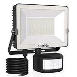 MustWin 50W LED Strahler mit Bewegungsmelder 5000LM Scheinwerfer 6000K Tageslichtweiß Super Hell Fluter, IP65 Wasserdicht Außenstrahler mit 2M Stromkabel, Ideale Aussenleuchte für Außen Garten Garag