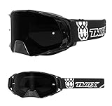 TWO-X Rocket Crossbrille schwarz Glas getönt grau MX Brille Nasenschutz Motocross Enduro Motorradbrille Anti Scratch MX Schutzbrille Nose G