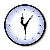 NIGU Küchenuhren große Wanduhren Ballerina Silent Sweep Uhr Ballett Tänzerin Eisen Wanduhr Metallrahmen Zimmer Deko Uhr Mädchen Geschenk