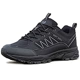 LEKANN 560 Herren Sportschuhe leichte Trail Running Laufschuhe Sneaker, Schwarz/Grau Gr. 42