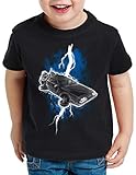 style3 Delorean Thunderstorm T-Shirt für Kinder dmc-12 Blitz gewitter zeitreise Marty mcfly, Größe:104