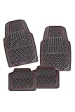 CarFashion 283847 Tamburello, Robuste Automatte mit Extra Tiefem Profil, Universal Fussmatten Set ohne Mattenhalter, Tpe Allwetter Matte Schwarz Mit Rotem Rand, Auto Fußmatte für Viele Auto Typ