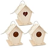 Iyowei 3 Set DIY Holz Vogelhaus 3D Hölzernes Puzzle Holz Vogelhaus zum Aufhängen DIY Birdhouse Handwerk Malen Vogelhaus Bausatz für Kinder zum Basteln verbessern künstlerische Fähigk