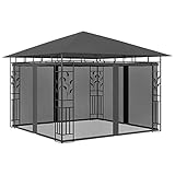 丨 丨Pavillon mit Moskitonetz Pavillon Festzelt Partyzelt Gartenpavillon Gartenzelt Bierzelt Zelt Garten 3x3x2,73 m Anthrazit 180 g/m²