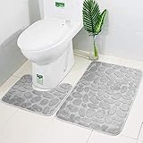 2 Stück rutschfeste Ständer Badematten Set, Eleoption atmungsaktivem Memory-Schaum Bad-Teppiche angenehm weiches Wasser saugfähig WC Badezimmer Teppich rutschfest Ständer Unterstützung g