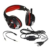 AZOPINBRE Kopfhörer beleuchtet Kopfmontierter Gaming-Headset mit Mikrofon-Surround-Sound-Stereo/Geräusch-Abbruch/LED Licht/kompatibel mit Pc. Zum Ps4. Xbox