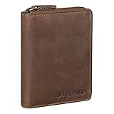 STILORD 'Giannis' Mini Leder Portemonnaie Herren RFID Brieftasche Hochformat Geldbörse Klein mit Reißverschluss Vintage Wallet aus echtem Leder, Farbe:mittel - b