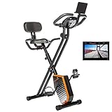skandika Foldaway X-1000 Plus Fitnessbike Heimtrainer X-Bike F-Bike mit Handpuls-Sensoren, Bluetooth Computer, Tablet-Halterung, Rückenlehne (schwarz/orange)