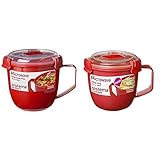 Sistema SI1141 Suppentasse 'Microwave' 900 ml, Kunststoff, rot, 13 x 13 x 12.5 cm & SI1142 Suppentasse 'Microwave' 565 ml, Kunststoff, rot, 11 x 13.4 x 10.7