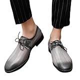 LLDG Herren Business Anzugschuhe aus Leder mit Farbverlauf Lederschuhe Lackleder Mokassins Slipper Casual Brogue Schuhe Business- Kurzschaft Boots klassischer Business-Halbschuh H