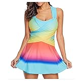 Raopuzi Frauen Bikini Set Plus Größe Tankini Set Boy Shorts Dot Gepolsterte Damen Push Up Swimdress Beachwear Badeanzug (Hellblau, XL)