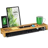 PIETVOSS Schreibtisch Tastatur Organizer aus Bambus Holz I 56x15x6 cm Schreibtischorganizer zur Büro Zubehör Organisation I Keyboard Desk Org