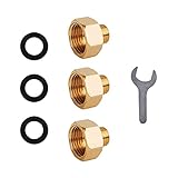 Gas Adapter 1/2 ' Zoll IG x 1/4 ' Zoll AG, Gasschlauch Verbinder aus Kupfer Inklusive Dichtung und Ringmaulschlüssel, Adapter für Gasherd Übergang für Gaskocher,Gasherd,Campingk