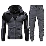 Herren Jogginganzug Baumwolle Winter Trainingsanzug Damen Lang Sportanzug Jungen Spleißen Trainingsanzug Tracksuit Set für Männer Jogginghose Mode Unisex Freizeitanzug Men's Sportswear mit Kapuze G