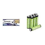 Panasonic EVOLTA Alkaline Batterie, AA Mignon LR6, 10er Pack, 1.5V, Premium-Batterie mit besonders langanhaltender Energie & Amazon Basics AAA-Batterien, wiederaufladbar, vorgeladen, 8 Stück