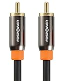 FosPower PREMIUM RCA Digitale Audio Kabel[1,8m]Mono Koaxialkabel[24k Vergoldet|Mehrfach Geschirmt]S/PDIF RCA 1x Chinch Stecker auf RCA 1x Cinch - Zuhause/Theater/HDTV/Subwoofer/Hi-Fi Systems/Heimk