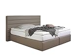 Maintal Boxspringbett Toulouse, 100 x 200 cm, Kunstleder, Bonellfederkern Matratze H3, Taup