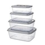 ZooitqtnX Aufbewahrungsschüssel Set Küchenbehälter Kunststoffbehälter Lebensmittelbehälter Lebensmittelkonservierung Küche Reis Bohnenschrank (Color : Gray)