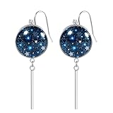 Abstrakte blaue Sterne Fliesen Ohrringe baumeln für Frauen Mädchen Geburtstag Weihnachten F