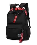 Trayosin Schulrucksack Jugendliche Laptop Canvas Rucksack für Herren Damen Mädchen (Rot&Schwarz)