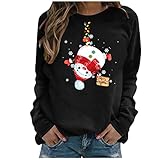 TTWOMEN Weihnachten Damen Langarm Pullover Tops Herbst/Winter Casual Print Loose Fit Sweatshirt B