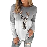 Modaworld Weihnachtspullover Damen Locker Tie Dye Sweatshirts mit Schneemann Druck Lustig Lose Weihnachtspullis Weihnachtspullis Pullover Damen für Christmas Sw