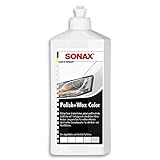 SONAX Polish+Wax Color (500 ml) moyennement abrasif à la cire de carnauba avec pigments de couleur blanc | Réf: 02960000