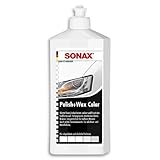 SONAX Polish+Wax Color (500 ml) moyennement abrasif à la cire de carnauba avec pigments de couleur blanc | Réf: 02960000