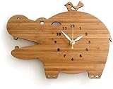WQQLQX Statue Wanduhren für Wohnkultur Natürliche Wanduhr Holz Uhren, Tier Wanddekoration Ornamente 12 Zoll Skulp