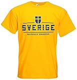 Schweden Sverige T-Shirt Fanshirt Nation EM-2021 Gelb L