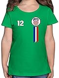 Fussball WM 2022 Fanartikel Kinder - 12. Mann Kroatien Emblem - 104 (3/4 Jahre) - Grün - Kroatien - F131K - Mädchen Kinder T-S