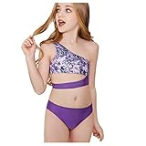 JERFER Mädchen Bikini mit Blumenmuster Baby Spitze Trägerloser Süßer und Eleganter Sommerbadeanzug Kinder Klassischer Retro Stretch Badeanzug für den Strandurlaub