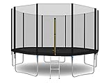 MALATEC Gartentrampolin  Outdoor Trampolin mit Sicherheitsnetz und Leiter bis 150 kg Komplettset inkl.Außennetz 180/305/366cm 2215, Größe:366cm/12