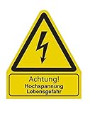 Aufkleber'Achtung Hochspannung Lebensgefahr' Warnung Warnschild ISO 7010 | 210x245mm signalgelb made by MBS-SIGNS in Germany