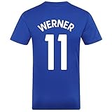 Chelsea FC offizielles Herren-Fußball-T-Shirt, Polyester, Werner 11, Königsblau/Weiß gestreift, L