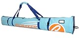 BRUBAKER Skitasche Carver Champion Hellblau Orange - Gepolsterter Skisack für 1 Paar Ski und Stöcke - Reißfester Ski Bag 170 x 34 x 34