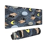 Mauspad Groß Katzen Astronauten Helm, Gaming Mauspad Matte Reibungslos Weich Rutschfester Gummi Basis für PC Laptop, 80x30