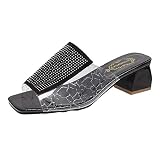 Strandsandalen,Atmungsaktive Hausschuhe Mit Hohen AbsäTzen Im Sommer Rutschfeste Transparente Einfache Sandalen Mit Quadratischem Absatz FüR Den Strand Damen Slip-On S