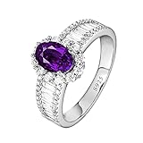 KnSam Damen Ring, Ring Damen Verlobungsring 925 Silber Luxuriös Silber Ring Kostenlos Gravurservice Frau Ring Mit Lila Zirkonia Silber Ring Frauen Silber B