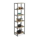 Relaxdays Standregal, hohes Bücherregal mit 6 Fächern, Regal Industrial Design, HxBxT: 180x50x35 cm, PB/Metall, b