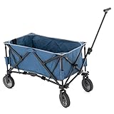 Nexos Bollerwagen Handwagen Faltwagen Gartenwagen Leiterwagen klappbar 90x52x32cm graublau, 135 l Fassungsvermögen – belastbar bis 200 kg Picknickwag