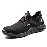 UCAYALI Herren Arbeitsschuhe Sicherheitsschuhe Männer Weich rutschfest Stahlkappenschuhe Sommer Atmungsaktiv Leicht Sportlich Arbeitsschutzschuhe (015 Schwarz, 43 EU/ 265)