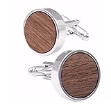 QUANQUAN Quani Luxus Rundholz Manschettenknöpfe for Herren Französisch Hemd Manschettenknöpfe Hohe Qualität Manschettenknöpfe Marke Schmuck Hochzeitsgeschenk (Metal Color : Wood Cufflinks)