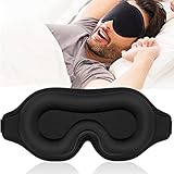 Schlafmaske für Frauen, Augenmaske Schwarz Herren, 3D Schlafbrille Damen Bequem, Lichtblockierende Seide Schlaf Maske, Weiche Augenbinde Schlafen, Seitenschläfer für Nickerchen, Reisen und S