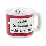 Sheepworld 42662 Tasse 'Lächle! Du kannst sie nicht alle töten.', Porzellan, 40