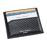 TRU VIRTU® Ultra Slim Wallet Carbon Kartenetui I Kreditkartenetui I Kartenetui-RFID-NFC-Schutz I Kartenetui aus echtem italienischen Leder I Kartenaufbewahrung I Slim Wallet I Card-H