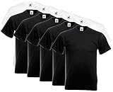 Fruit of the Loom 10 T Shirts V-Neck M L XL XXL V-Ausschnitt Diverse Farben auswählbar (XXL, 5Weiss/5Schwarz)