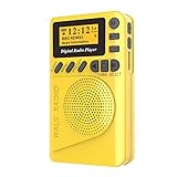 SIHUADON DAB FM Digitales FM-Radio Tragbares Radio Mit Netz und Akku mit MP3-Player Gelb