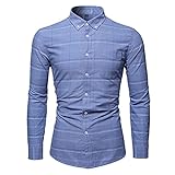 QWERD Herren Hemd Casual Plaid Shirts Modern Fit Langarm Kariert Knopfleiste Herren-Oxford-Shirt Freizeithemden Übergröße Herren-Hemd Für Anzug Business Hochzeit Freizeit Männer Langarmhemd S-4XL